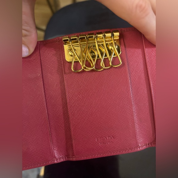 Prada Saffiano Pink Key Holder/ Card Holder - Picture 8 of 16
